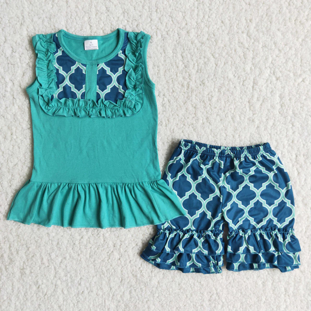 Blue/Green Short Set